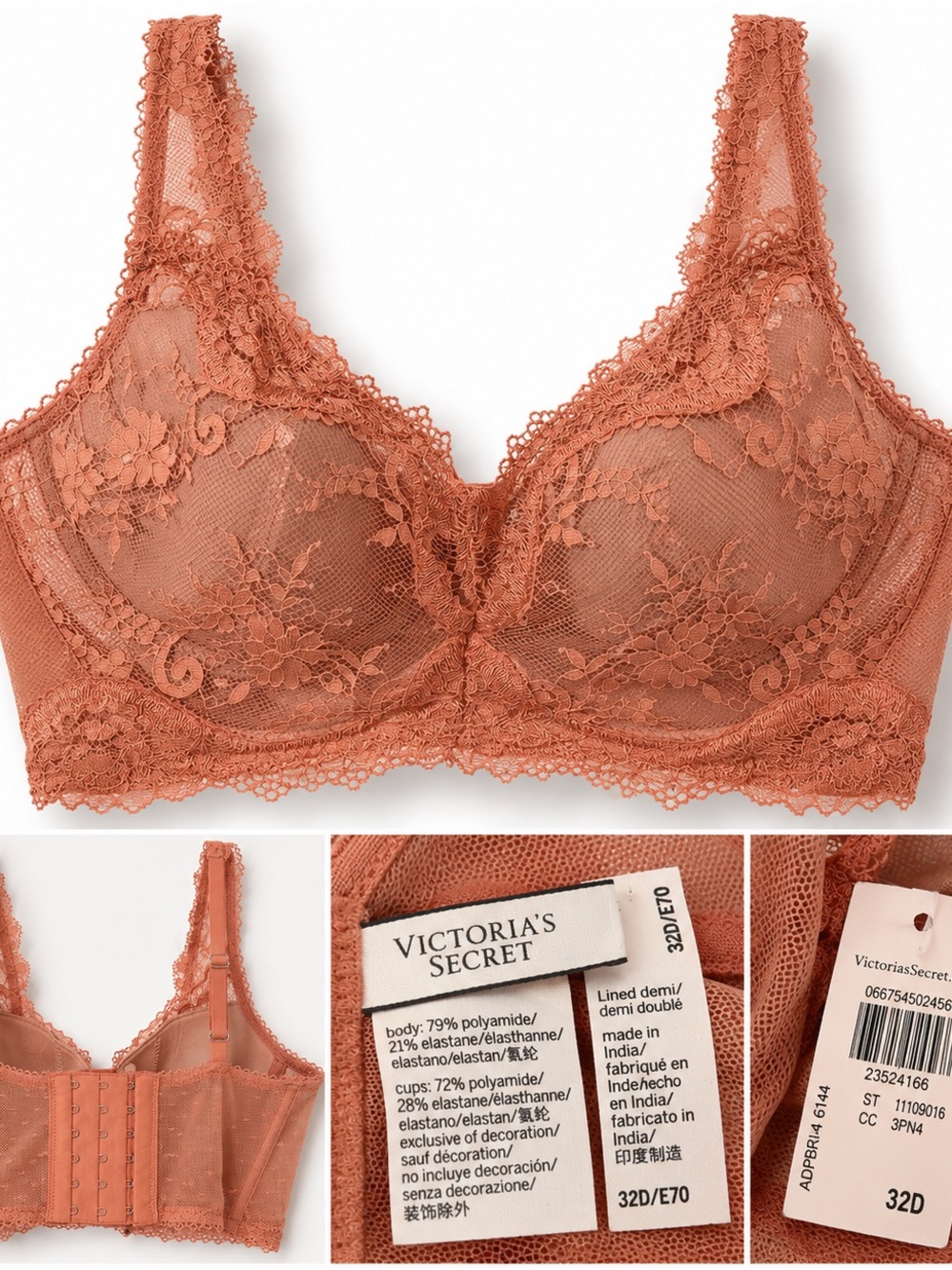 Victoria’s Secret 32D Dusty Rose Lace Bra NWT